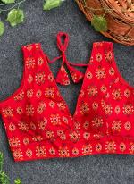 Pure Cotton Red Party Wear Ajrakh Handblock Readymade Blouse